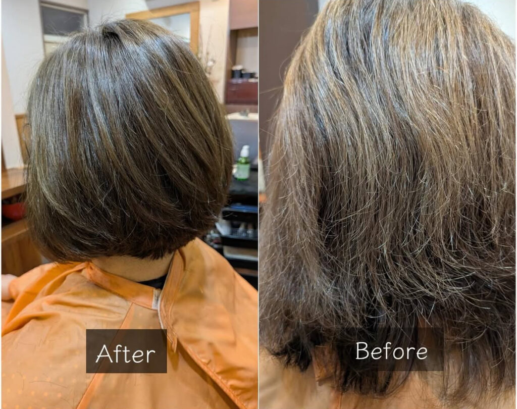 カラーからヘナ移行の新規のお客様(ヘナ前・後)